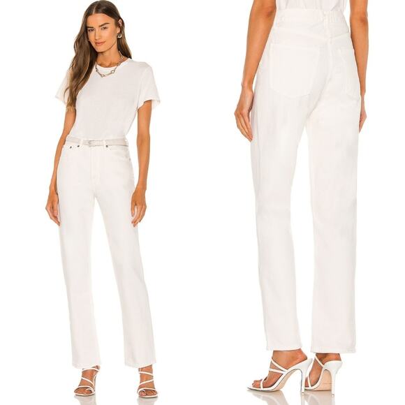 AGOLDE Lana Straight Leg Jeans in Drum Cream Ivory Size 32 - Picture 1 of 10